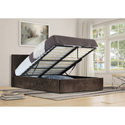 Brooklyn Single Brown Crushed Velvet Ottoman Bed Frame - Wilko - thumbnail 3