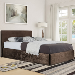 Brooklyn Single Brown Crushed Velvet Ottoman Bed Frame - Wilko - thumbnail 1