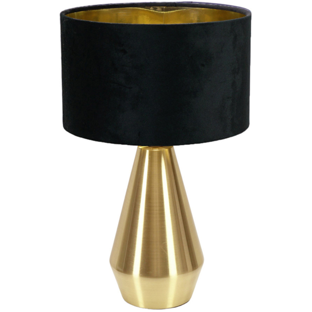 ValueLight Jax Black Velvet Gold Inner Shade Gold Dimmable LED Touch Table Lamp - Size: 41 x 25 x 25cm - ValueLights - Wilko - image 1