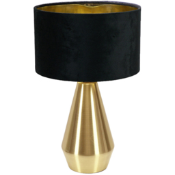 ValueLight Jax Black Velvet Gold Inner Shade Gold Dimmable LED Touch Table Lamp - Size: 41 x 25 x 25cm - ValueLights - Wilko
