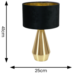 ValueLight Jax Black Velvet Gold Inner Shade Gold Dimmable LED Touch Table Lamp - Size: 41 x 25 x 25cm - ValueLights - Wilko - thumbnail 5