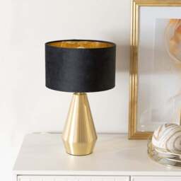 ValueLight Jax Black Velvet Gold Inner Shade Gold Dimmable LED Touch Table Lamp - Size: 41 x 25 x 25cm - ValueLights - Wilko - thumbnail 3