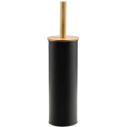 Bamboo Lid Toilet Brush Holder - Black - Size: 9 x 38 x 9cm - Wilko - thumbnail 1