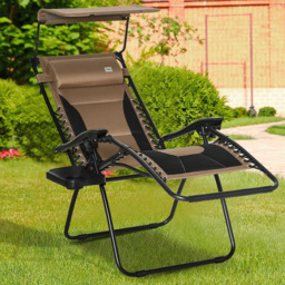 Outsunny Brown and Black Zero Gravity Folding Recliner Chair - Size: 1 Seater - Wilko