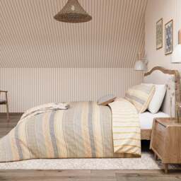 Helena Springfield King Size Graphite and Copper Folk Stripe Duvet Set - Graphite / Copper - Wilko - thumbnail 1