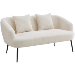 Living and Home White Teddy Fabric Loveseat with Cushions - Size: 2 Seater - Wilko - thumbnail 3