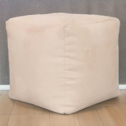 Kaikoo Cream Faux Leather Cube Pouffe - Wilko