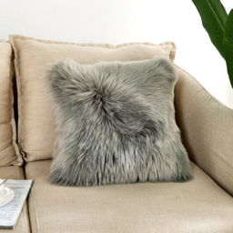 Living and Home Grey Square Fluffy Faux Fur Throw Cushion Cover 45 x 45cm - Wilko - thumbnail 3