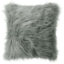 Living and Home Grey Square Fluffy Faux Fur Throw Cushion Cover 45 x 45cm - Wilko