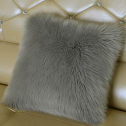 Living and Home Grey Square Fluffy Faux Fur Throw Cushion Cover 45 x 45cm - Wilko - thumbnail 6
