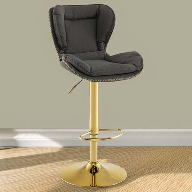 Costway Set of 2 Grey Adjustable PU Leather Bar Stool with Padded Seat - Size: 48 x 53 x 113cm - Wilko - image 1