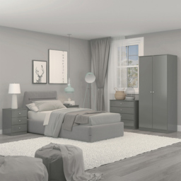 Seconique Denver 2 Door Wardrobe Grey Gloss Bedroom Furniture Set - Size: 175 x 75 x 48cm - Wilko - thumbnail 1