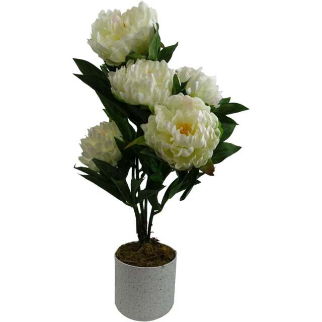 Leaf White Peony Artificial Plant 55cm - Size: 55 x 30 x 30cm - Wilko - image 1