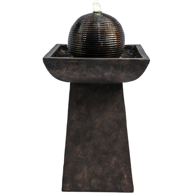 Teamson Home Pedestal with Orb Outdoor Fountain and LED Light - Size: 67.1 x 36.5 x 36.5cm - Black - Wilko - image 1