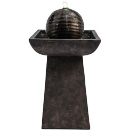 Teamson Home Pedestal with Orb Outdoor Fountain and LED Light - Size: 67.1 x 36.5 x 36.5cm - Black - Wilko