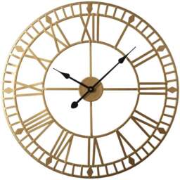 EOS Gold Skeleton Wall Clock with Roman Numerals 60cm - Size: 60 x 60 x 2cm - Home Garden Direct - Wilko