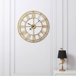 EOS Gold Skeleton Wall Clock with Roman Numerals 60cm - Size: 60 x 60 x 2cm - Home Garden Direct - Wilko - thumbnail 3