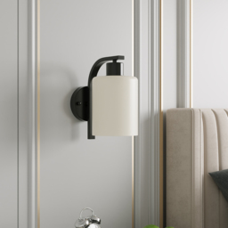 Living and Home White Glass Shade Black E27 Wall Light - Size: 22 x 12 x 20cm - Wilko - thumbnail 3