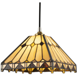 Happy Homewares Art Deco Amber Tiffany Pendant Shade - Size: 14 x 22 x 22cm - Yellow - Wilko - thumbnail 4