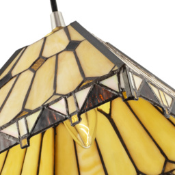 Happy Homewares Art Deco Amber Tiffany Pendant Shade - Size: 14 x 22 x 22cm - Yellow - Wilko - thumbnail 7
