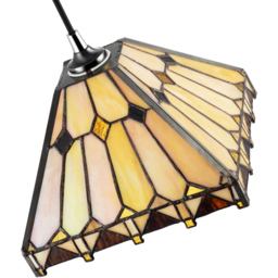 Happy Homewares Art Deco Amber Tiffany Pendant Shade - Size: 14 x 22 x 22cm - Yellow - Wilko - thumbnail 6