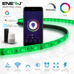 ENER-J Smart Wi-Fi Colour Changing LED Tape Strip Kit 5m - Multi - Wilko - thumbnail 6