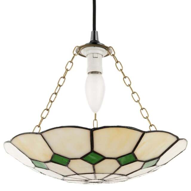 Happy Homewares Green Diamond Amber Stained Glass Pendant Lighting Shade - Size: 6 x 31 x 31cm - Wilko - image 1
