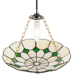 Happy Homewares Green Diamond Amber Stained Glass Pendant Lighting Shade - Size: 6 x 31 x 31cm - Wilko - thumbnail 5