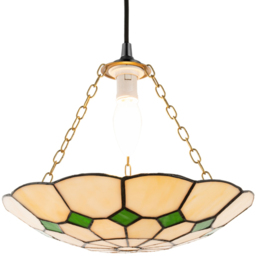 Happy Homewares Green Diamond Amber Stained Glass Pendant Lighting Shade - Size: 6 x 31 x 31cm - Wilko - thumbnail 4