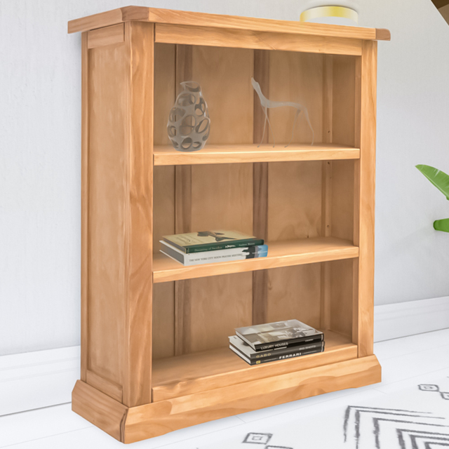 Lucca 3 Shelf Antique Waxed Bookcase - Wood - Wilko - image 1
