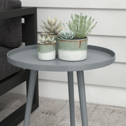 Outsunny Grey Round Garden Coffee Table - Size: 50 x 40 x 40cm - Wilko - thumbnail 6
