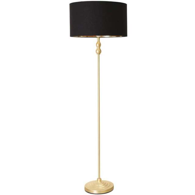 ValueLights Maggie Black and Metallic Gold Drum Shade Candlestick LED Floor Lamp - Size: 151 x 45 x 45cm - Wilko - image 1