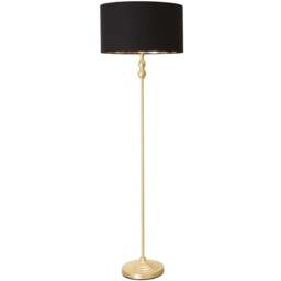 ValueLights Maggie Black and Metallic Gold Drum Shade Candlestick LED Floor Lamp - Size: 151 x 45 x 45cm - Wilko - thumbnail 1