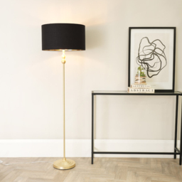 ValueLights Maggie Black and Metallic Gold Drum Shade Candlestick LED Floor Lamp - Size: 151 x 45 x 45cm - Wilko - thumbnail 3