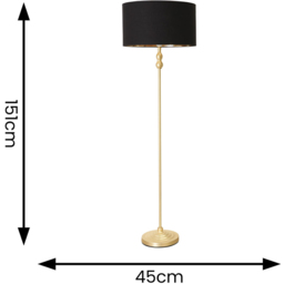 ValueLights Maggie Black and Metallic Gold Drum Shade Candlestick LED Floor Lamp - Size: 151 x 45 x 45cm - Wilko - thumbnail 7