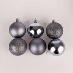 Shatchi 5cm Dark Grey Shatterproof Christmas Bauble 24 Pack - Wilko - thumbnail 6