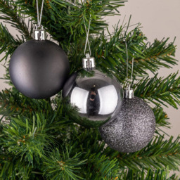 Shatchi 5cm Dark Grey Shatterproof Christmas Bauble 24 Pack - Wilko - thumbnail 5