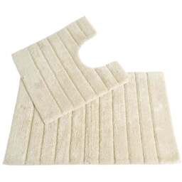 Allure Bath Fashions Cream Ribbed Bath Mat and Pedestal Mat Set 2 Piece - Size: 50 x 80cm - Wilko - thumbnail 1