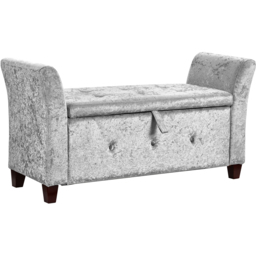 Lassic Home Vida Seville Crushed Velvet Silver Storage Ottoman - Size: 45cm x 120 x 60cm - Vida Designs - Wilko - thumbnail 3