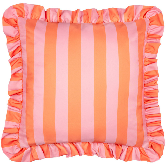 Furn Palm Royale Orange Stripe Ruffle Printed Cushion 50 x 50cm - Wilko - image 1