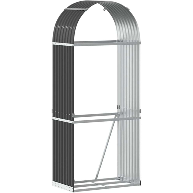 vidaXL Anthracite Galvanised Steel Firewood Log Holder 190 x 80 x 45cm - Grey - Wilko - image 1