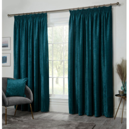 Divante Teal Chenille Taped Curtains 183 x 168cm - Size: W 183 x D 168cm - Wilko - thumbnail 3