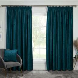 Divante Teal Chenille Taped Curtains 183 x 168cm - Size: W 183 x D 168cm - Wilko - thumbnail 1