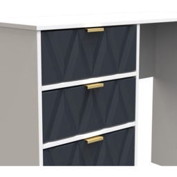 Crowndale Diamond Ready Assembled 4 Drawer Vanity Desk Matt Indigo and White - Size: 40 x 97 x 76cm - Wilko - thumbnail 7