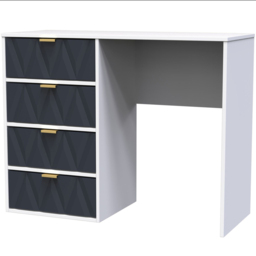 Crowndale Diamond Ready Assembled 4 Drawer Vanity Desk Matt Indigo and White - Size: 40 x 97 x 76cm - Wilko - thumbnail 3