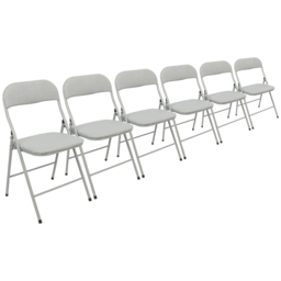 Harbour Housewares Set of 6 Grey Fabric Padded Metal Foldable Chair - Wilko - thumbnail 3