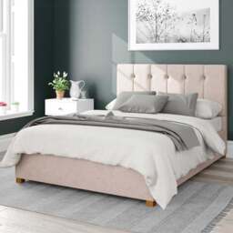 Aspire Hepburn King Size Natural Saxon Twill Ottoman Bed - Cream - Aspire Beds - Wilko