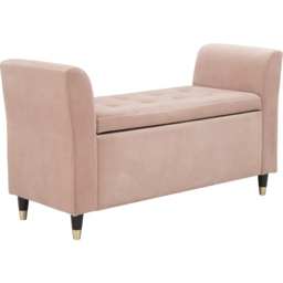 GFW Genoa Blush Pink Upholstered Window Seat With Storage - Size: 41 x 107 x 58cm - Wilko - thumbnail 4
