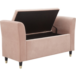 GFW Genoa Blush Pink Upholstered Window Seat With Storage - Size: 41 x 107 x 58cm - Wilko - thumbnail 5