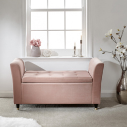 GFW Genoa Blush Pink Upholstered Window Seat With Storage - Size: 41 x 107 x 58cm - Wilko - thumbnail 7